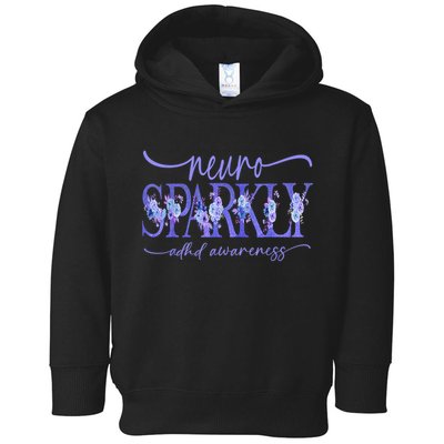 Neuro Sparkly Celebrate Neurodiversity ADHD ASD Floral Purpl Toddler Hoodie