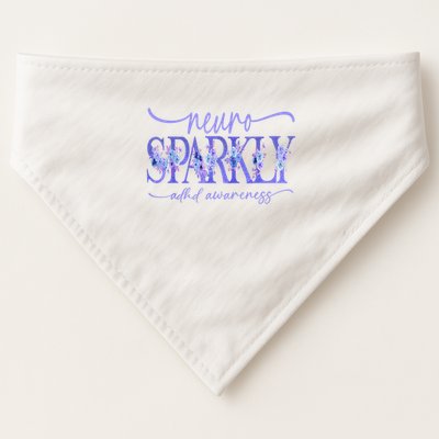 Neuro Sparkly Celebrate Neurodiversity ADHD ASD Floral Purpl USA-Made Doggie Bandana