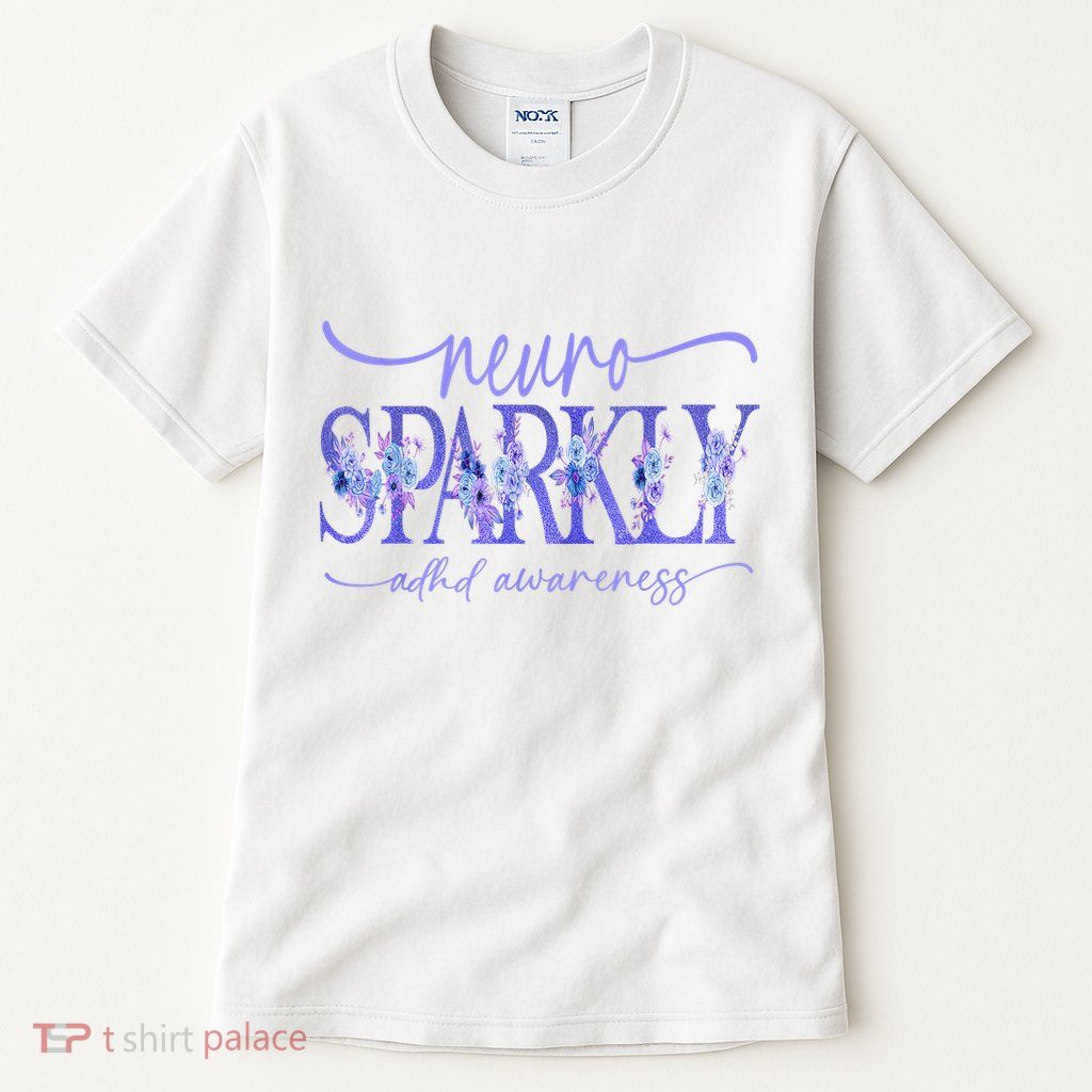 Neuro Sparkly Celebrate Neurodiversity ADHD ASD Floral Purpl Tall T-Shirt
