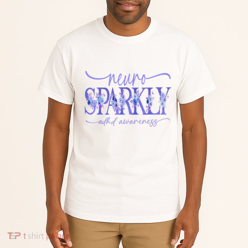 Neuro Sparkly Celebrate Neurodiversity ADHD ASD Floral Purpl Tall T-Shirt