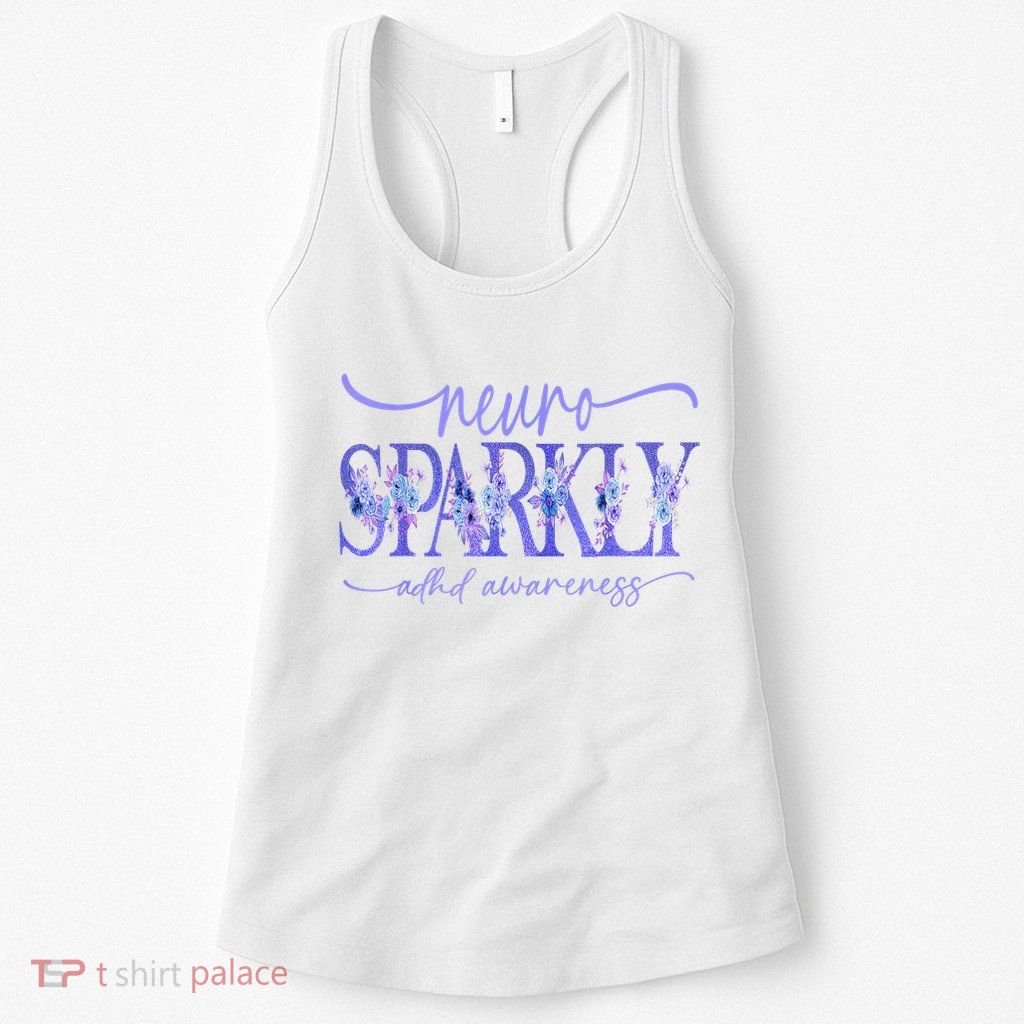 Neuro Sparkly Celebrate Neurodiversity ADHD ASD Floral Purpl Womens Tank Top