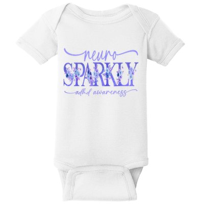 Neuro Sparkly Celebrate Neurodiversity ADHD ASD Floral Purpl Baby Bodysuit