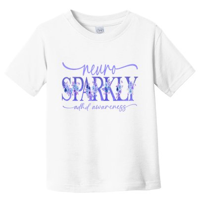 Neuro Sparkly Celebrate Neurodiversity ADHD ASD Floral Purpl Toddler T-Shirt