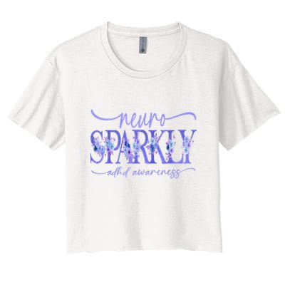 Neuro Sparkly Celebrate Neurodiversity ADHD ASD Floral Purpl Crop Top