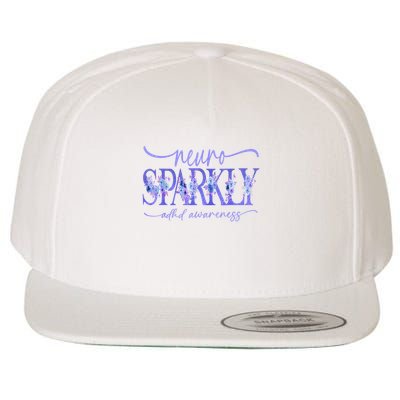 Neuro Sparkly Celebrate Neurodiversity ADHD ASD Floral Purpl Wool Snapback Cap