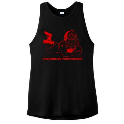 Naked Santa Claus IM Laying On Your Present Ladies PosiCharge Tri-Blend Wicking Tank