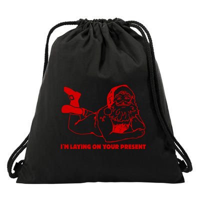 Naked Santa Claus IM Laying On Your Present Drawstring Bag