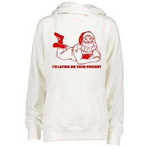 Naked Santa Claus IM Laying On Your Present Womens Funnel Neck Pullover Hood