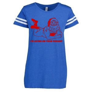 Naked Santa Claus IM Laying On Your Present Enza Ladies Jersey Football T-Shirt