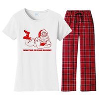 Naked Santa Claus IM Laying On Your Present Women's Flannel Pajama Set