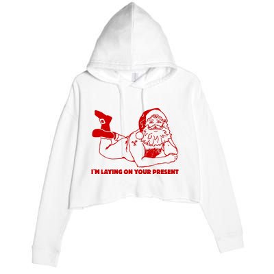 Naked Santa Claus IM Laying On Your Present Crop Fleece Hoodie