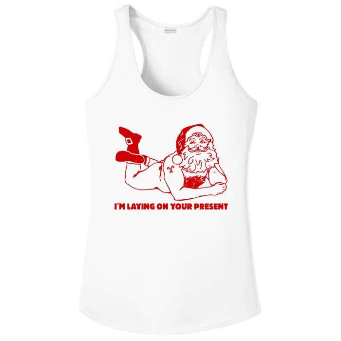 Naked Santa Claus IM Laying On Your Present Ladies PosiCharge Competitor Racerback Tank