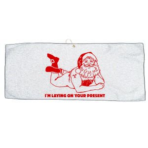 Naked Santa Claus IM Laying On Your Present Large Microfiber Waffle Golf Towel