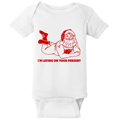 Naked Santa Claus IM Laying On Your Present Baby Bodysuit