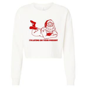 Naked Santa Claus IM Laying On Your Present Cropped Pullover Crew