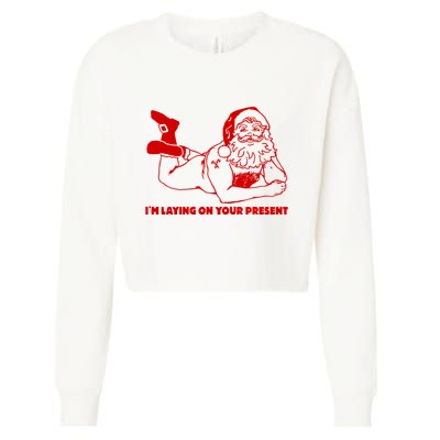 Naked Santa Claus IM Laying On Your Present Cropped Pullover Crew