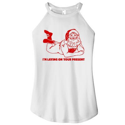 Naked Santa Claus IM Laying On Your Present Women’s Perfect Tri Rocker Tank