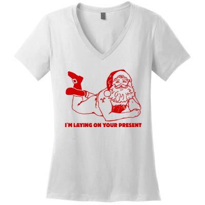 Naked Santa Claus IM Laying On Your Present Women's V-Neck T-Shirt