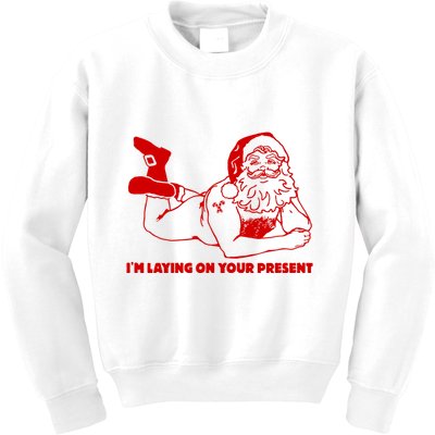 Naked Santa Claus IM Laying On Your Present Kids Sweatshirt
