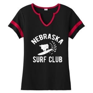 Nebraska Surf Club Funny Nebraska Ladies Halftime Notch Neck Tee