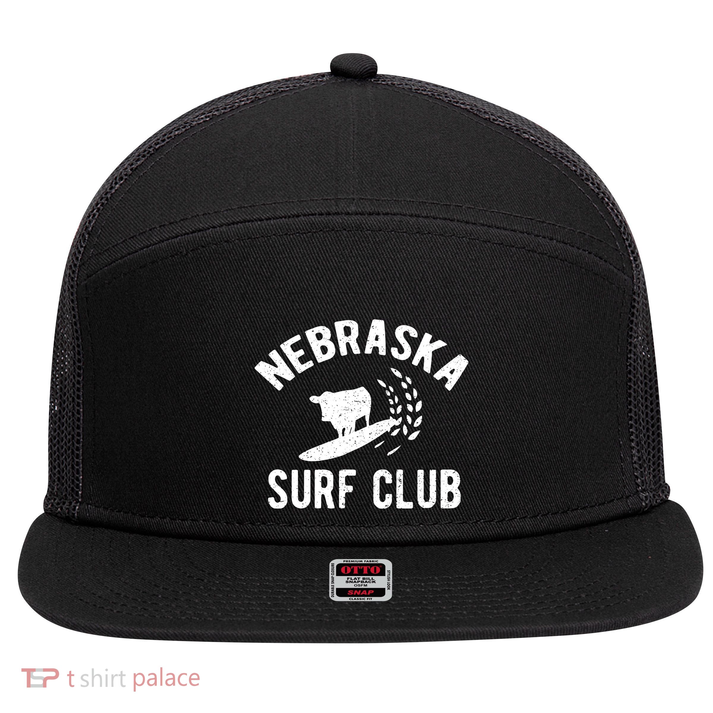 Nebraska Surf Club Funny Nebraska 7 Panel Mesh Trucker Snapback Hat