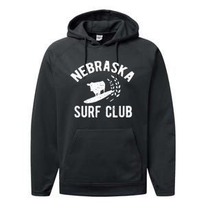 Nebraska Surf Club Funny Nebraska Performance Fleece Hoodie