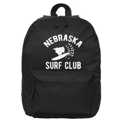 Nebraska Surf Club Funny Nebraska 16 in Basic Backpack