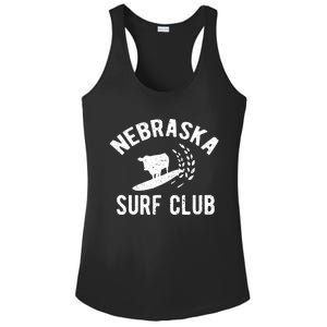 Nebraska Surf Club Funny Nebraska Ladies PosiCharge Competitor Racerback Tank