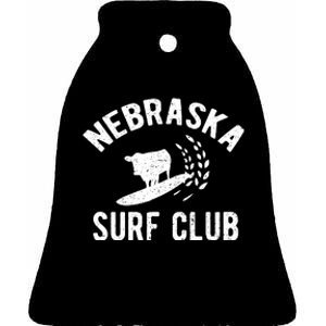 Nebraska Surf Club Funny Nebraska Ceramic Bell Ornament