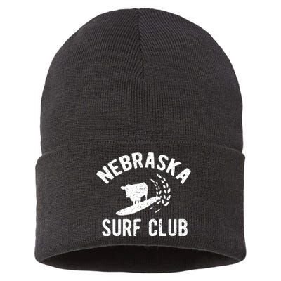 Nebraska Surf Club Funny Nebraska Sustainable Knit Beanie