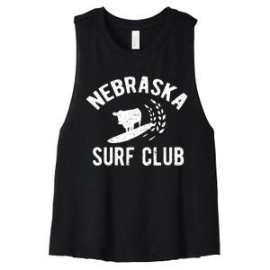 Nebraska Surf Club Funny Nebraska Women's Racerback Cropped Tank