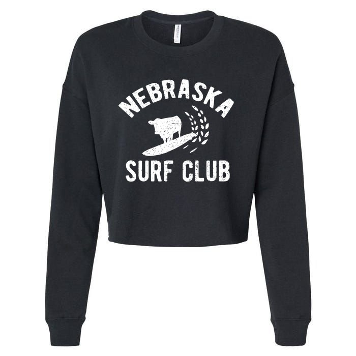 Nebraska Surf Club Funny Nebraska Cropped Pullover Crew