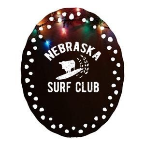 Nebraska Surf Club Funny Nebraska Ceramic Oval Ornament