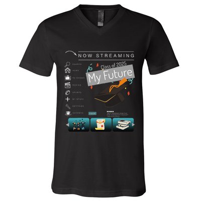 Now Streaming Class Of 2025 Graduation High School Graduate .Png V-Neck T-Shirt