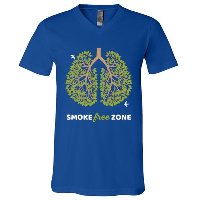 No Smoking Cute Gift Smoke Free Zone For World No Tobacco Day Gift V-Neck T-Shirt