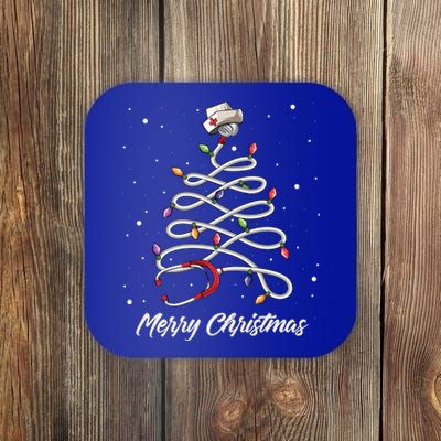 Nurse Stethoscope Christmas Tree Ornat Lights Funny Gift Coaster