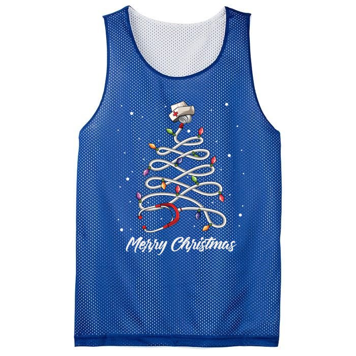 Nurse Stethoscope Christmas Tree Ornat Lights Funny Gift Mesh Reversible Basketball Jersey Tank