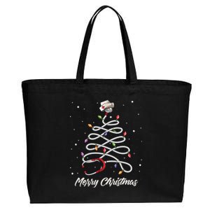 Nurse Stethoscope Christmas Tree Ornat Lights Funny Gift Cotton Canvas Jumbo Tote