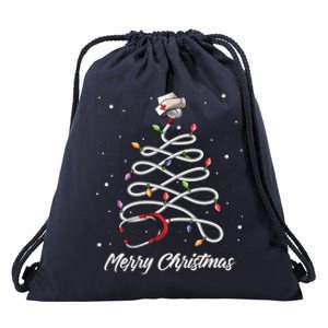 Nurse Stethoscope Christmas Tree Ornat Lights Funny Gift Drawstring Bag