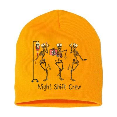 Night Shift Crew Funny Nurse Skeleton Great Gift Short Acrylic Beanie