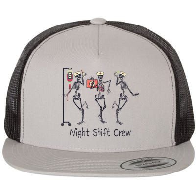 Night Shift Crew Funny Nurse Skeleton Great Gift Flat Bill Trucker Hat