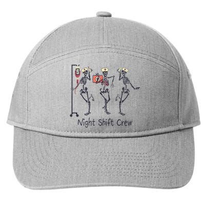 Night Shift Crew Funny Nurse Skeleton Great Gift 7-Panel Snapback Hat