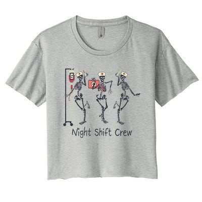 Night Shift Crew Funny Nurse Skeleton Great Gift Women's Crop Top Tee