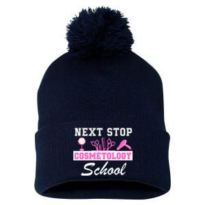 Next Stop Cosmetology School Graduation Cosmetology Student Pom Pom 12in Knit Beanie