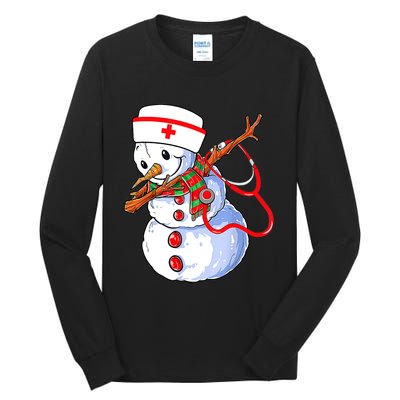 Nurse Snowman Christmas Themed Gift Future Nurses Tall Long Sleeve T-Shirt