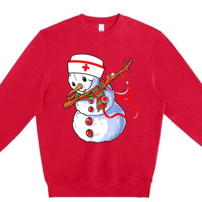 Nurse Snowman Christmas Themed Gift Future Nurses Premium Crewneck Sweatshirt