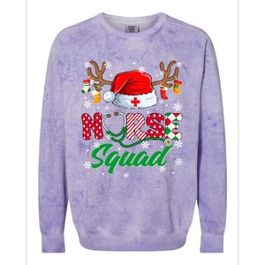 Nurse Squad Christmas Xmas Reindeer Santa Rn Cna Icu Scurb Cute Gift Colorblast Crewneck Sweatshirt