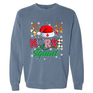 Nurse Squad Christmas Xmas Reindeer Santa Rn Cna Icu Scurb Cute Gift Garment-Dyed Sweatshirt