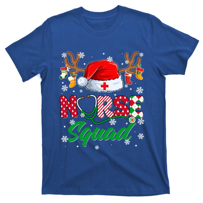 Nurse Squad Christmas Xmas Reindeer Santa Rn Cna Icu Scurb Cute Gift T-Shirt