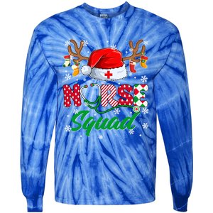 Nurse Squad Christmas Xmas Reindeer Santa Rn Cna Icu Scurb Cute Gift Tie-Dye Long Sleeve Shirt